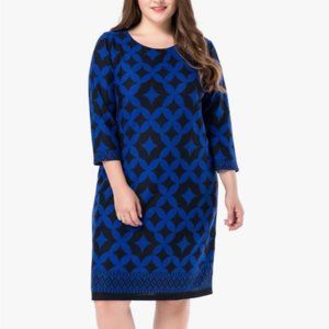 Chicwe Women's Plus Size Cashmere Touch Printed Shift Dress